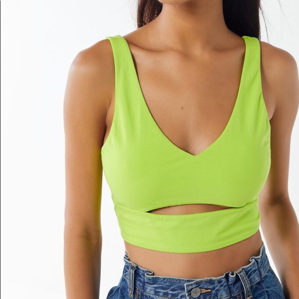 Urban Outfitters Carly Cutout Lime Green Tank Top